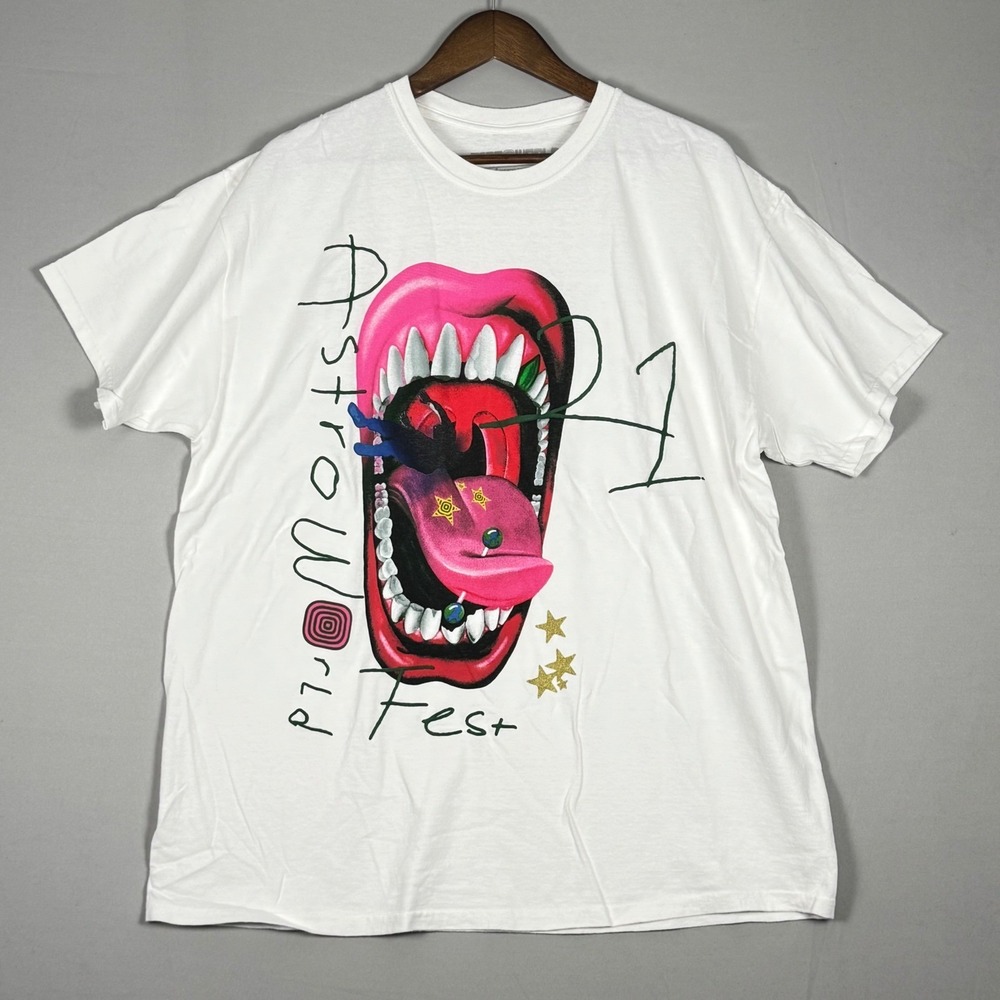 Cactus Jack Astroworld Fest 2021 T-Shirt Mens Large White Excellent Graphic Tee